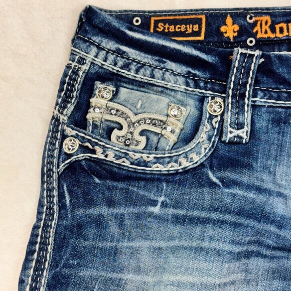 Rock Revival Jeans Skinny Stacey Distressed Low Rise Glittered Women's Size 28 - Picture 7 of 14